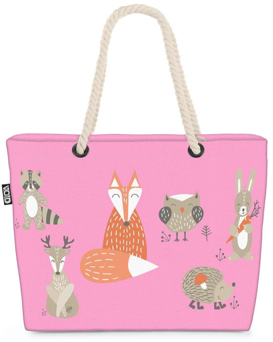 VOID Strandtasche (1-tlg), Tiere Wald Kinder Hirsch Tiere Bag Beach Eule Hase Kinder Wald Rentier Fuchs