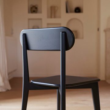 Tikamoon Esszimmerstuhl Abel Set aus 2 Stühlen aus massiver Eiche Black