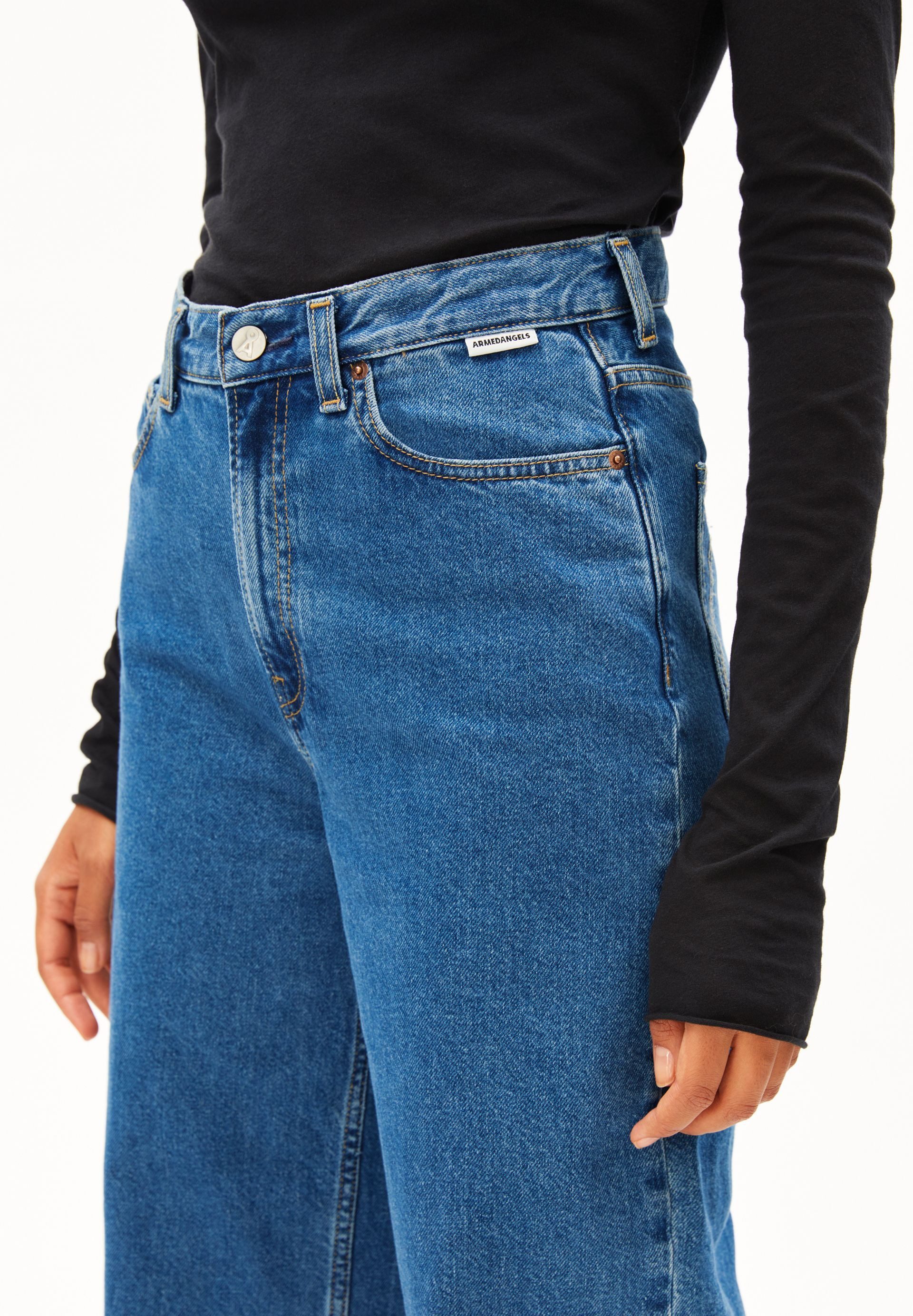Armedangels Weite Jeans ENIJAA Wide Jeans recycelter Baumwolle (Non-Stretch, Regular Fit) High waist