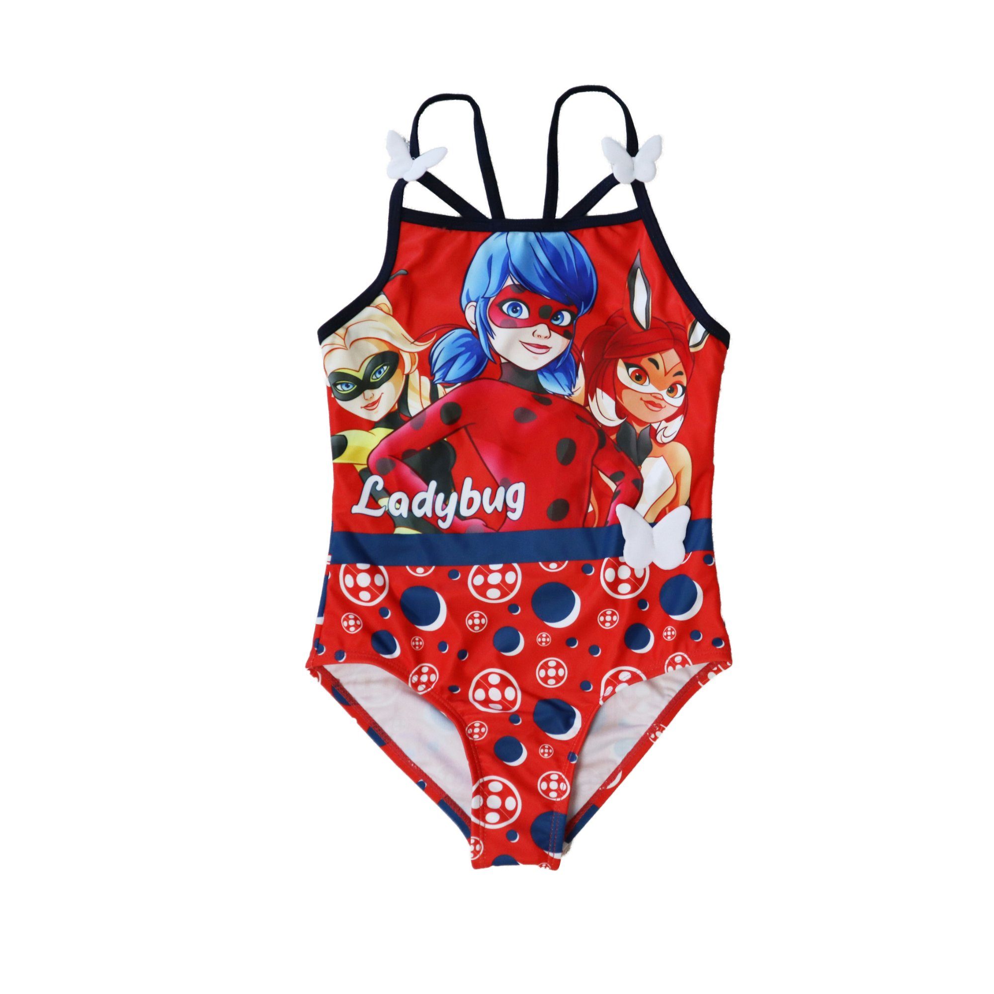 Miraculous - Ladybug Badeanzug Ladybug, Rena Rouge, Queen Bee Kinder Bademode Mädchen Schwimmanzug Gr. 104 bis 128, Rot oder Schwarz