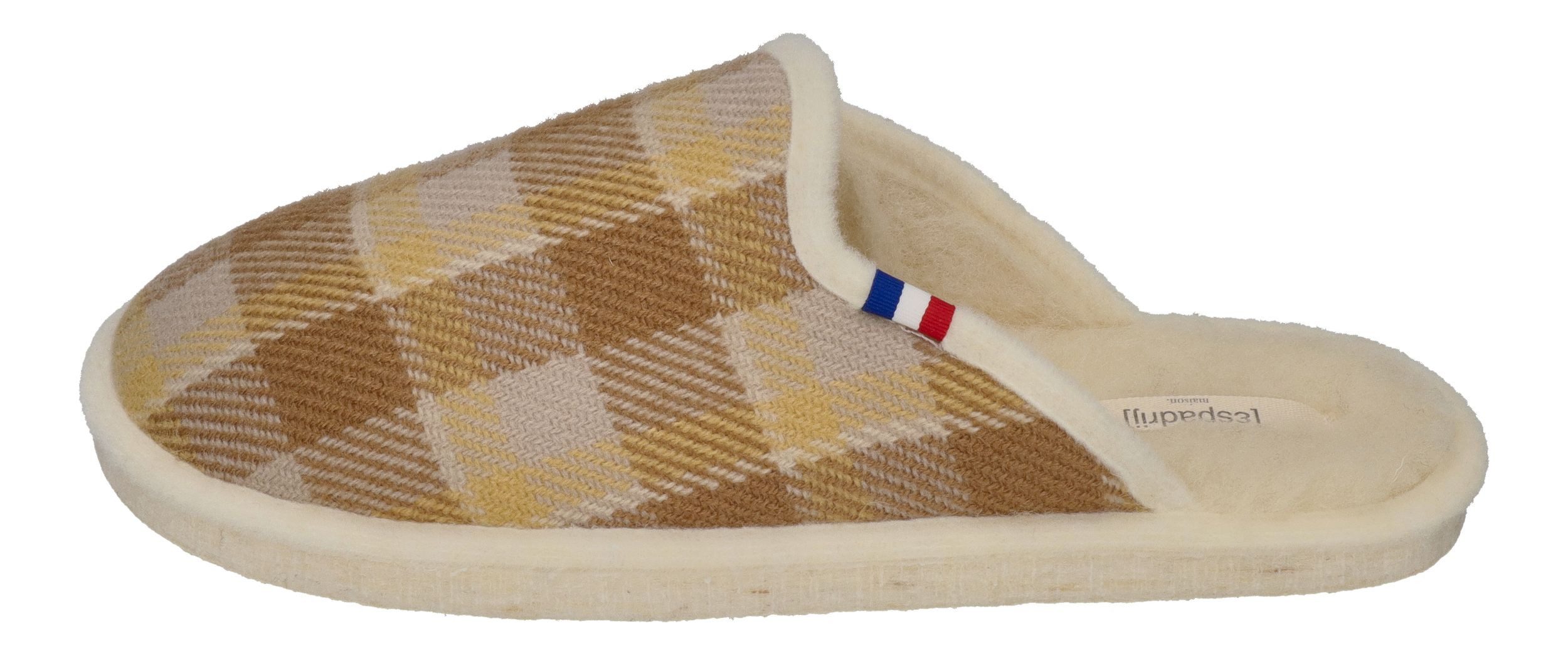 espadrij l´originale CHAUSSON WOOLCHECK Hausschuh Jaune Check Small