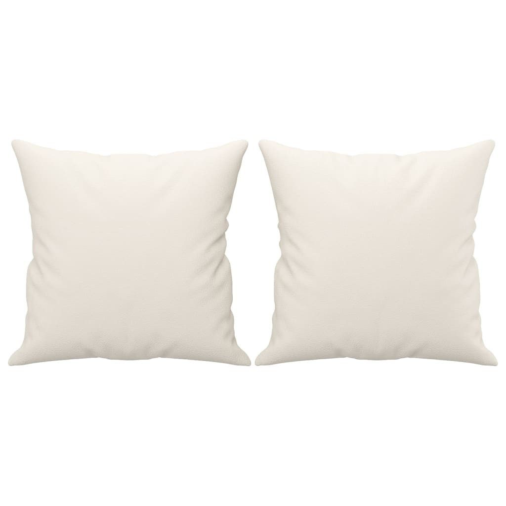 vidaXL Zierkissen Zierkissen 2 Stk. Creme 40x40 cm Kunstleder, (1 St)