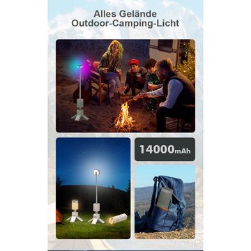 PFCTART LED Außen-Stehlampe Outdoor Camping Lights Camping Laterne Wiederaufladbar mit 14000mAH, Mit Bluetooth-Audiofunktion, LED fest integriert, Adsorbierbare dehnbare Notlichter für Stromausfälle/Wandern/Camping