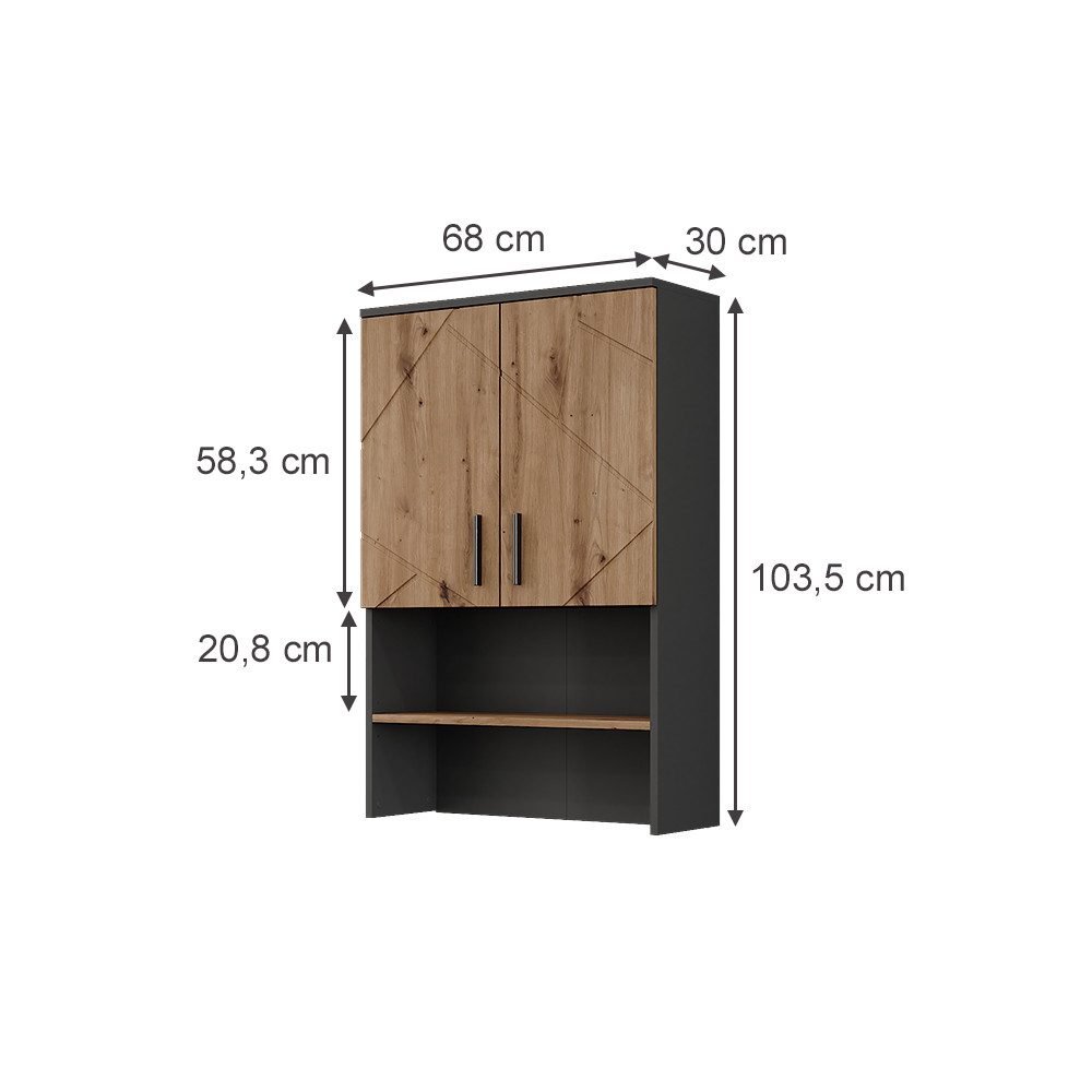 Vicco Waschmaschinenumbauschrank Irma, Anthrazit/Artisan, 68 x günstig online kaufen