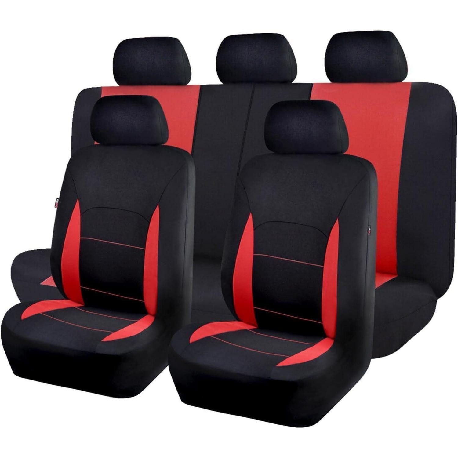 LuxusKollektion Autositzbezug Sitzbezüge Auto Universal Rot/Schwarz Set