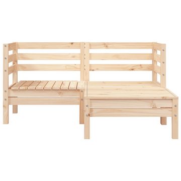 vidaXL Gartenbank Gartensofa 2-Sitzer mit Hocker Massivholz Kiefer