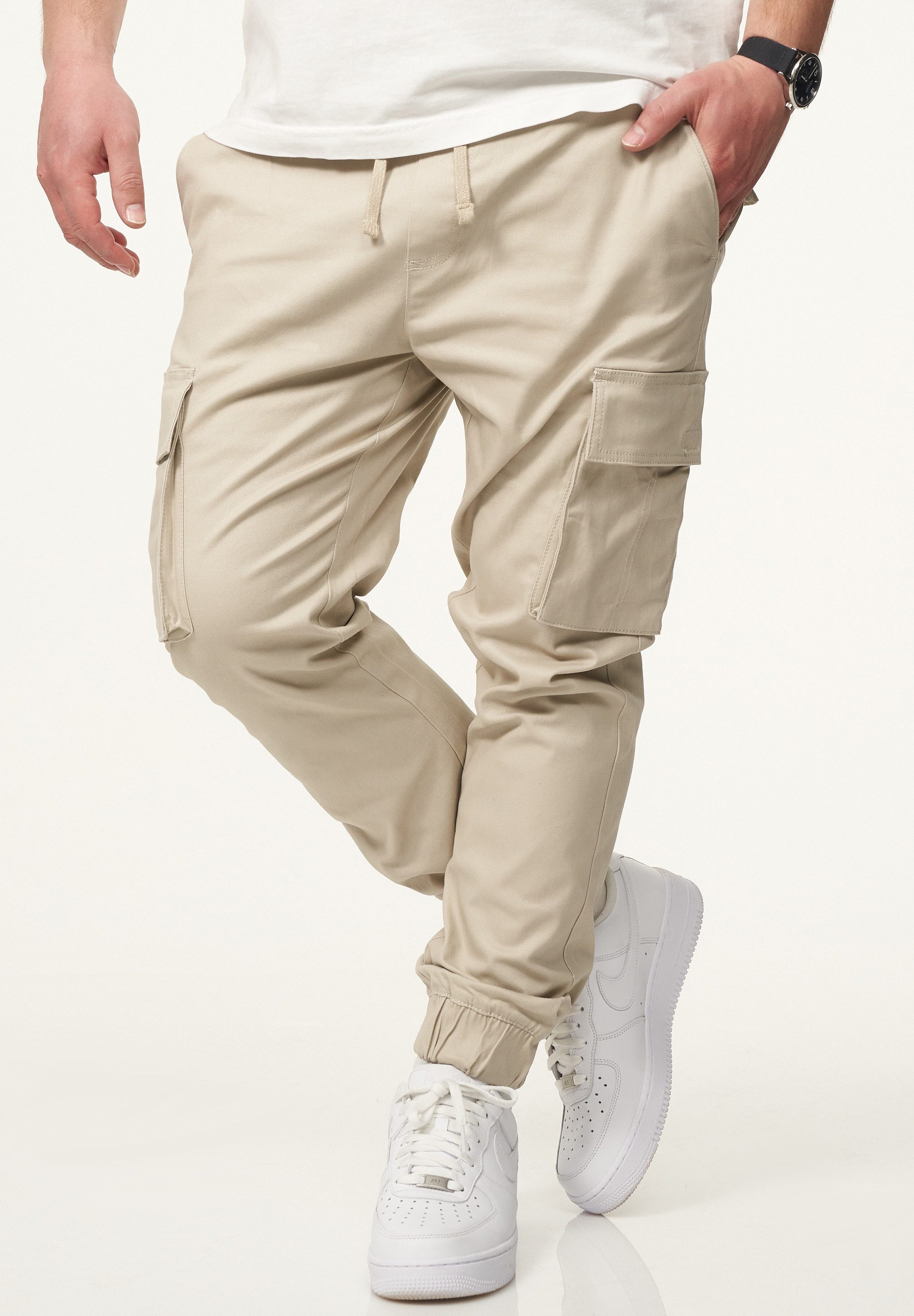 DAILY COTTON Cargohose als Stoffhose mit Cargo Taschen - Freizeithose Herren Jogger-Hose Jeans mit Gummibund & Tunnelzug Pants – Bild 3 von 5