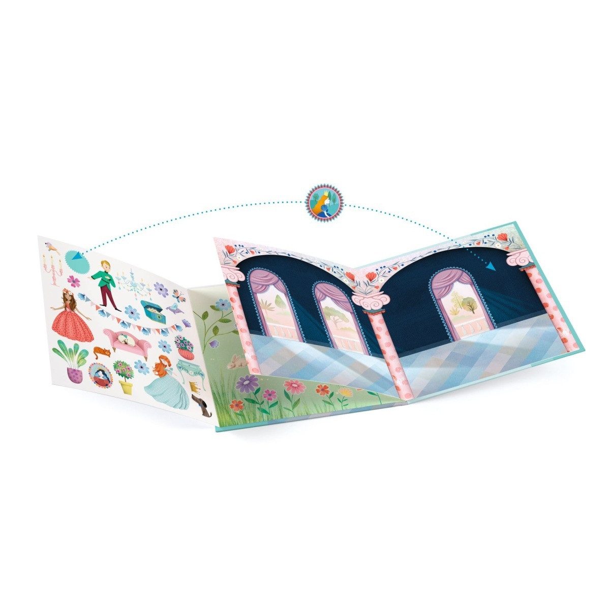 DJECO Kreativset Stickerbuch: Leben im Schloss Kreativset für Kinder