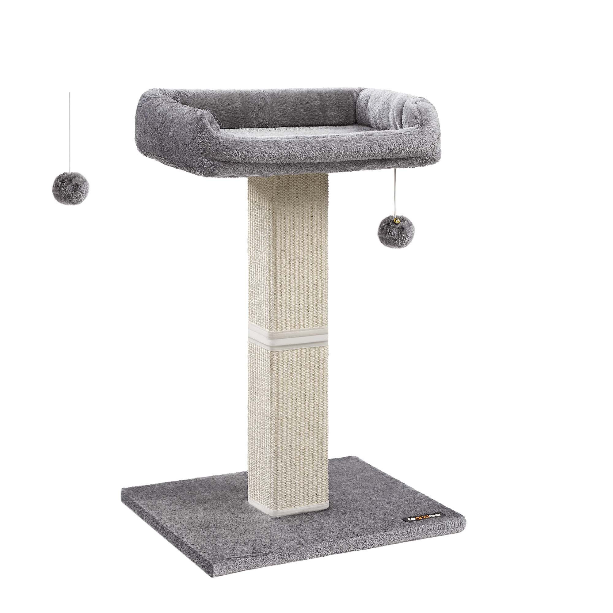 FEANDREA Kratzbaum Katzenkratzbaum mit Plüschplattform, Sisal-Kratzstamm und Plüschball, 71 cm hoch, Plattform 40 x 30 cm, Sockel 45 x 40 cm