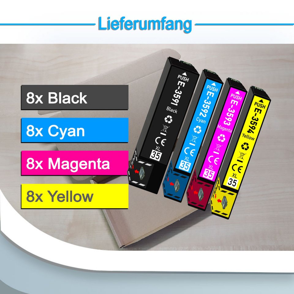 Thumbnail - Druckerparadies 32er Pack Druckerpatronen 35 35XL kompatibel mit Epson WF-4725 Tintenpatrone (32-tlg)