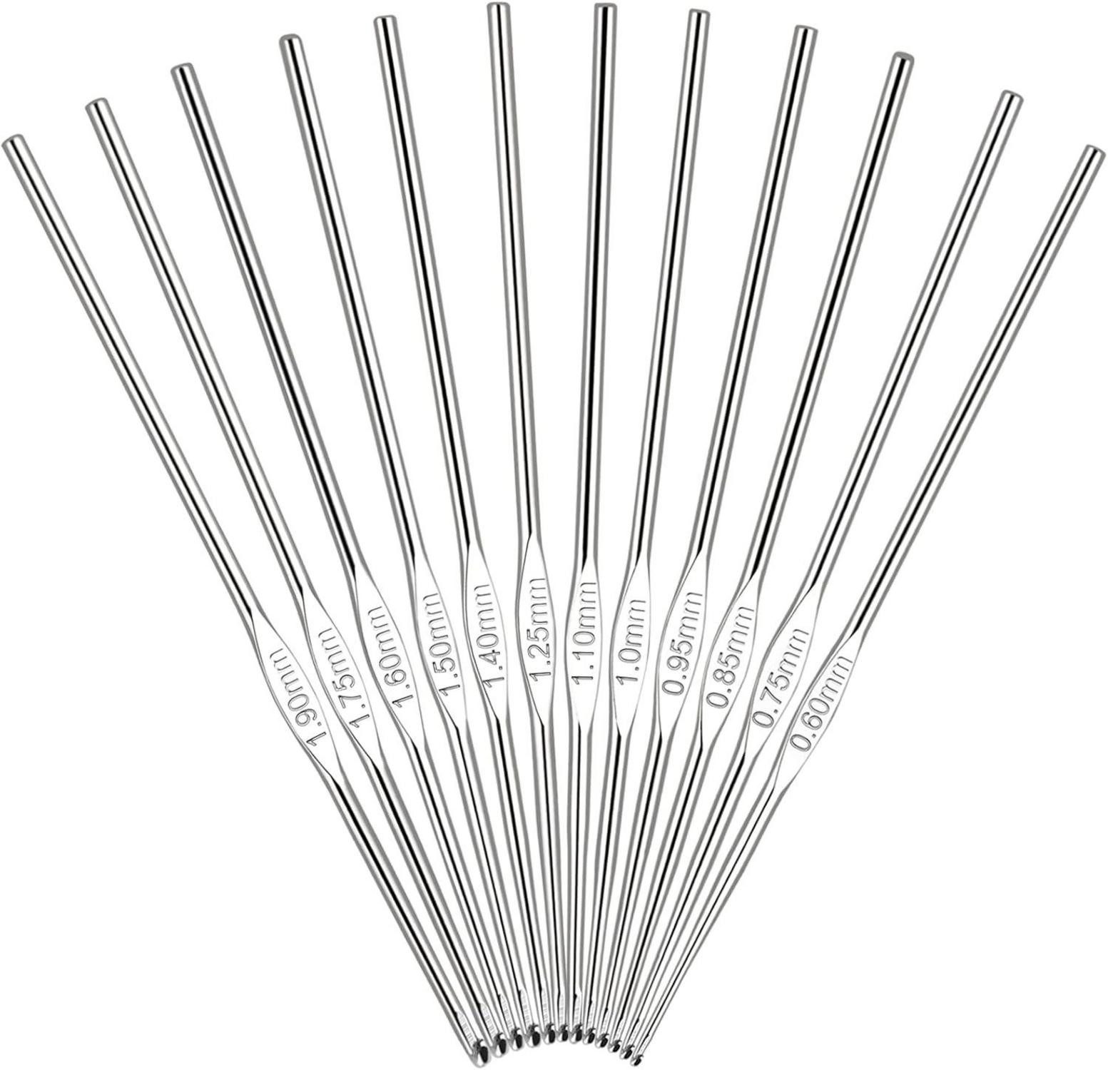 Häkelnadeln Kleine Häkelnadel Set 12 Stück Feine Nadeln Größe 0,6-1,9mm für Feine
