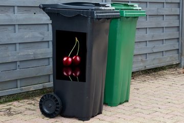 MuchoWow Wandsticker Obst - Kirschen - Reflexion (1 St), Mülleimer-aufkleber, Mülltonne, Sticker, Container, Abfalbehälter