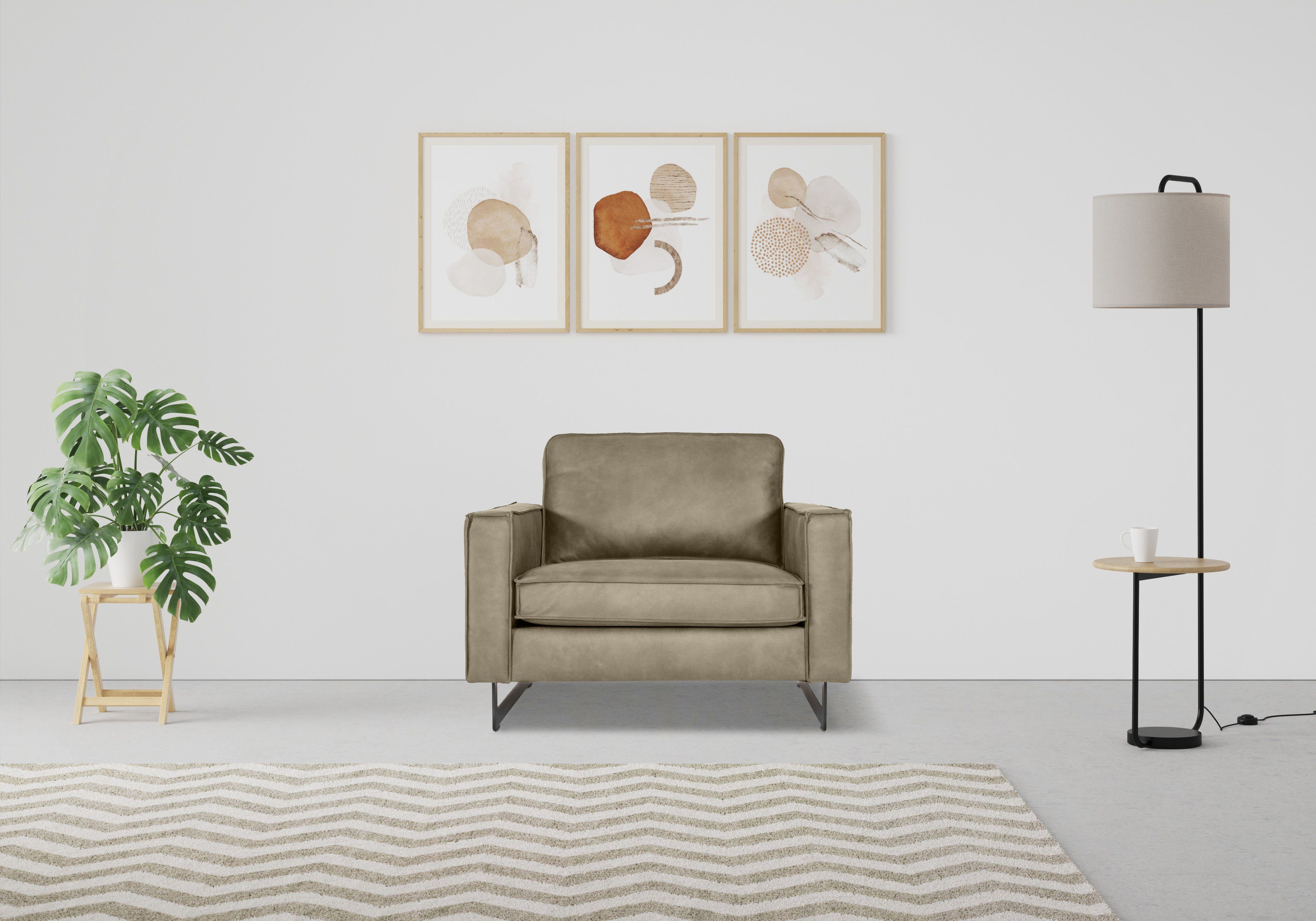 Home affaire Loveseat Pinto 105 cm, Cord, Chenille, Lederoptik, mit Keder, günstig online kaufen