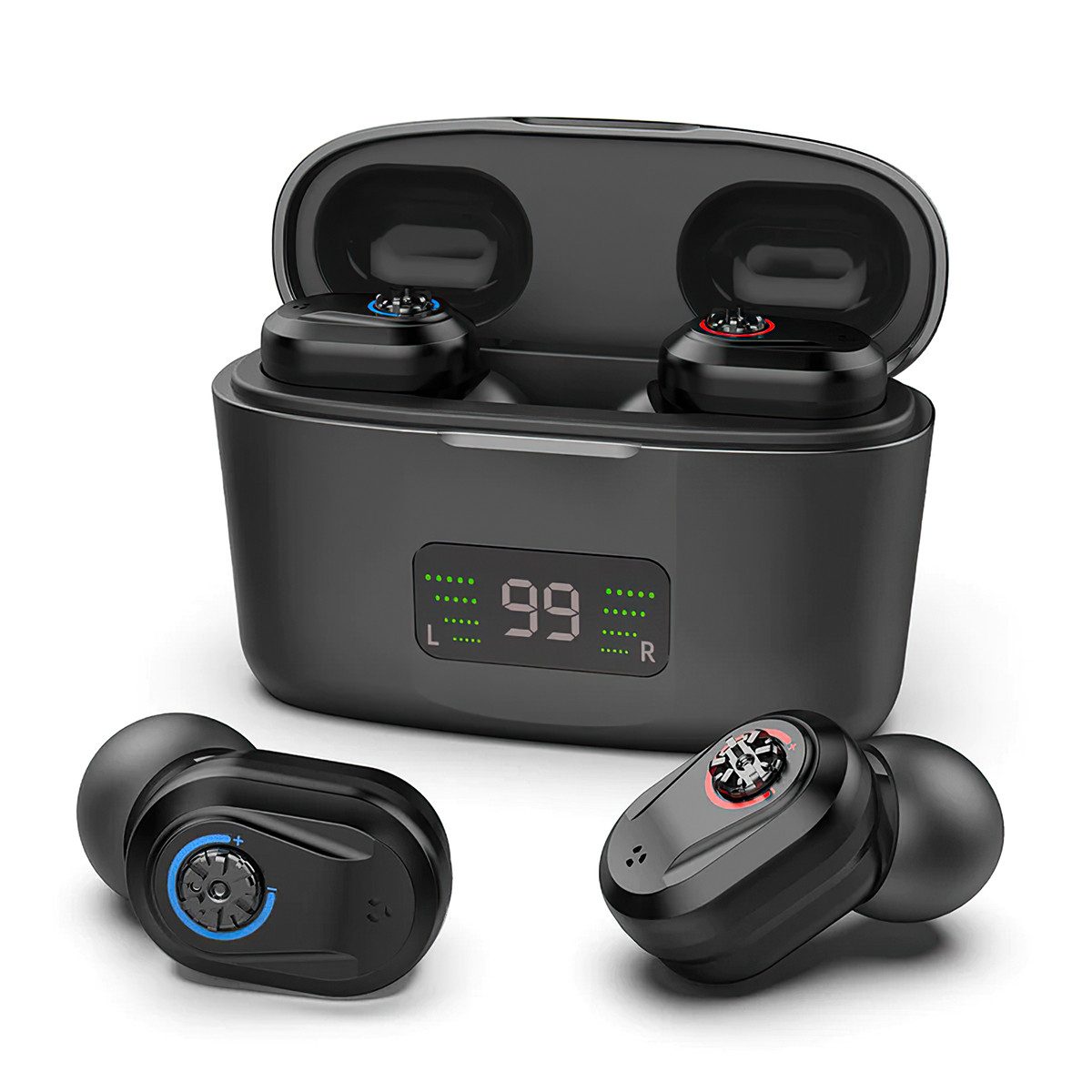 Novzep Hörverstärker Wiederaufladbare Hörgeräte mit hochauflösender Digitalanzeige, Hörgeräte mit Ladeetui, Rauschunterdrückung, einstellbare Lautstärke