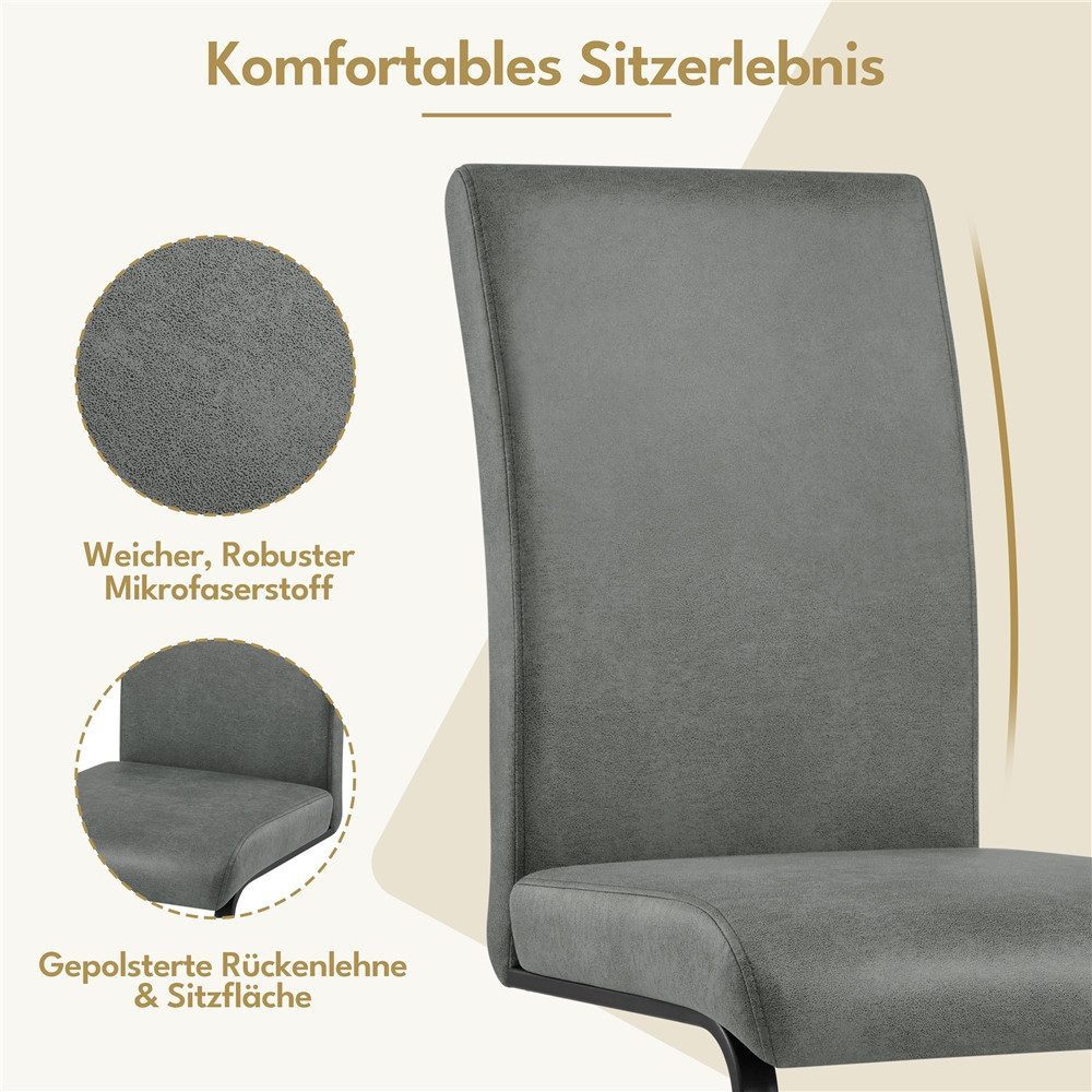 Yaheetech Esszimmerstuhl 2/4/6-er Küchenstuhl (2 St), Schwinger Polsterstuhl mit Ergonomischer Rückenlehne & Metallbeine – Bild 5 von 5