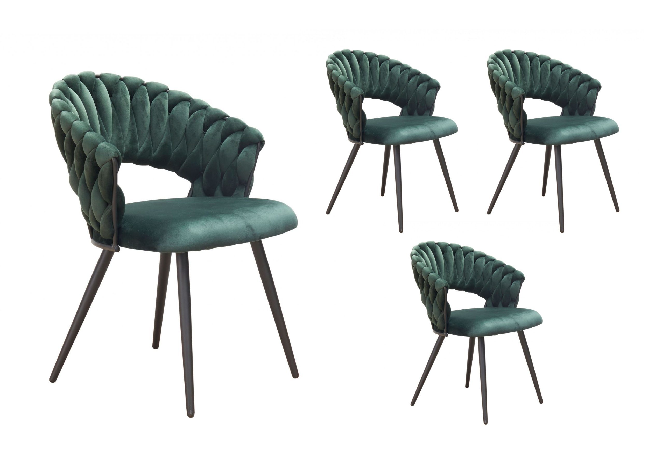 LC Home Esszimmerstuhl »Nancy« Flechtoptik Samt Armlehnstuhl Designerstuhl günstig online kaufen