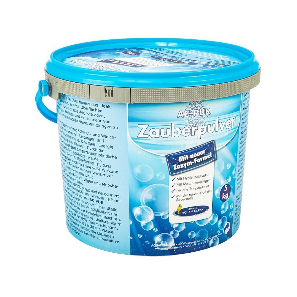 AQUA CLEAN PUR Zauberpulver 5kg neue Enzym-Formel Fleckentferner (Waschkraftverstärker mit extra Flecklösekraft)