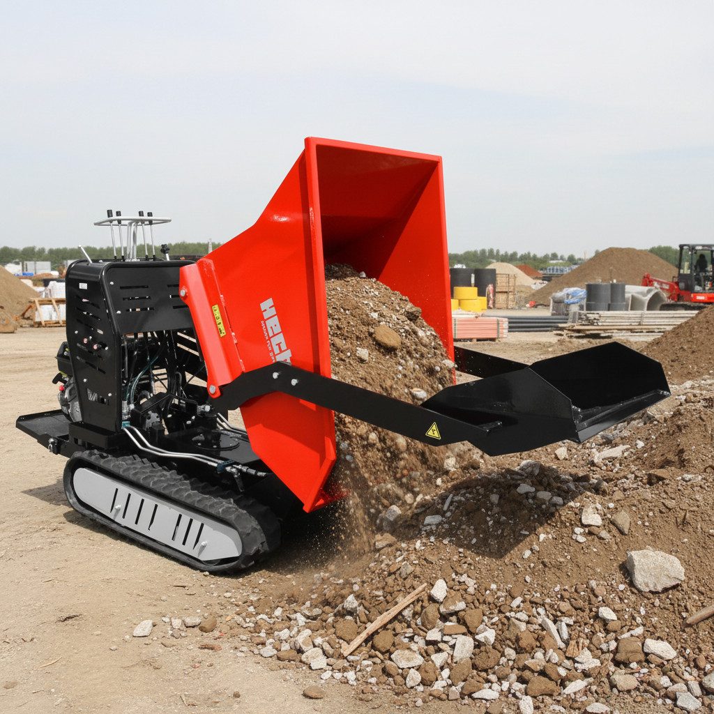 Hecht Raupendumper 2955 mit Selbstladefunktion 9 PS Raupenantrieb vollhydraulisch, 1-tlg., Mini-Dumper Kettendumper 500 kg