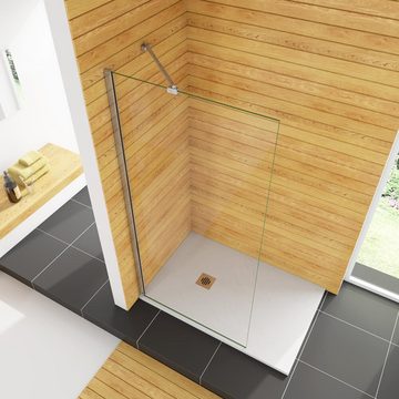 duschspa Duschwand 6mm 195cm ESG Glaswand Duschtrennwand Walk in Dusche, (Set), Glas