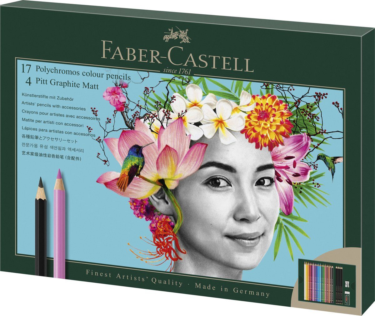 Faber-Castell Polychromos Zeichenset Polychromos & Pitt Graphit Mat - 23-teilig - FC-210052, (Set, 23-tlg)
