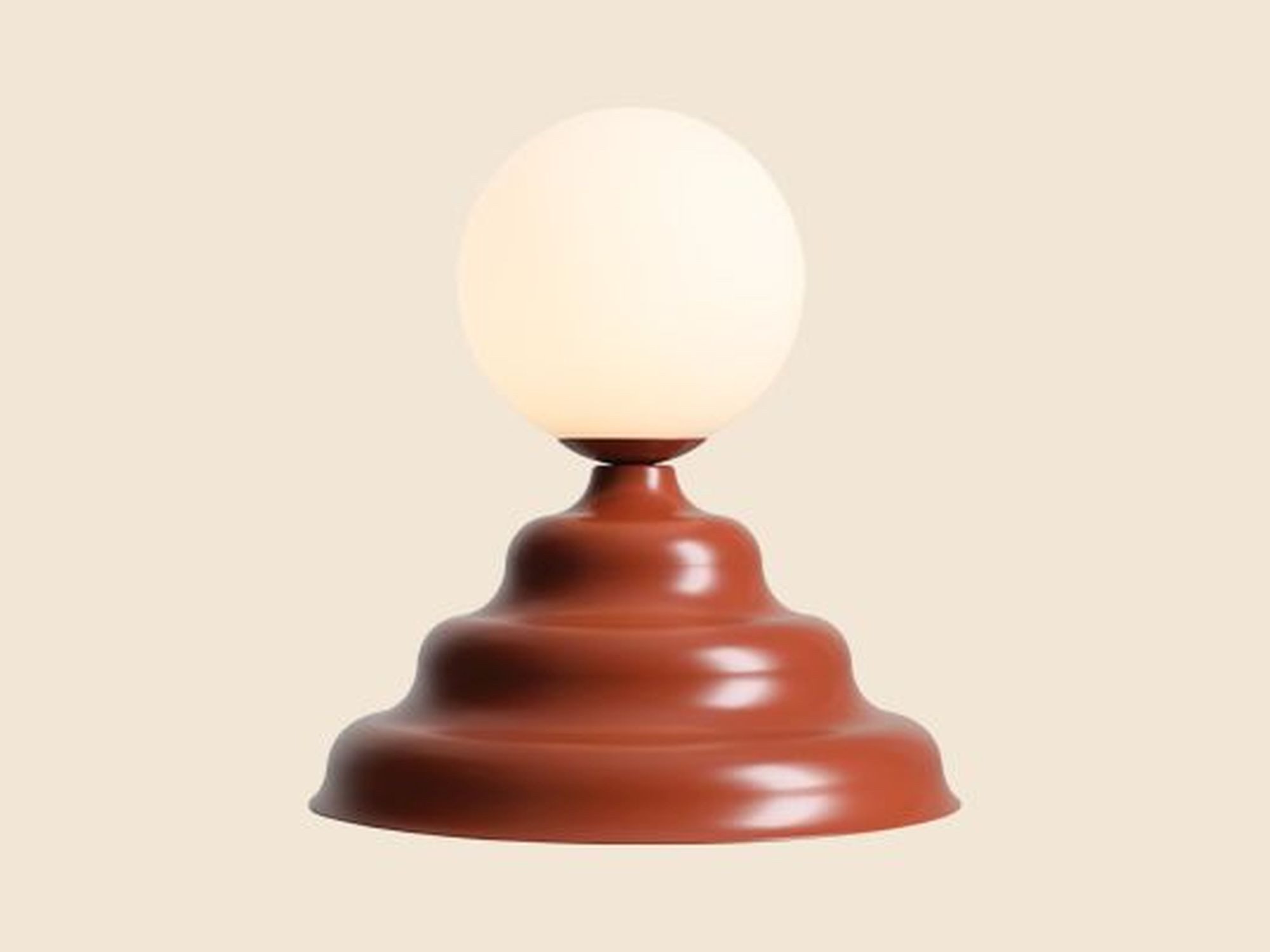 Licht-Erlebnisse Tischleuchte NAREN, Metall Glas G9 rund D: 23 cm 24 cm hoch Ziegelrot Weiß Modern