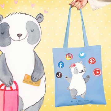 Mr. & Mrs. Panda Tragetasche Social Media Managerin Herz - Sky Blue - Geschenk, Beutel, Jutebeutel (1-tlg), Lange Tragegriffe