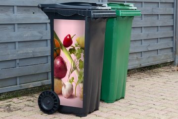 MuchoWow Wandsticker Lebensmittel - Gemüse - Rosa (1 St), Mülleimer-aufkleber, Mülltonne, Sticker, Container, Abfalbehälter
