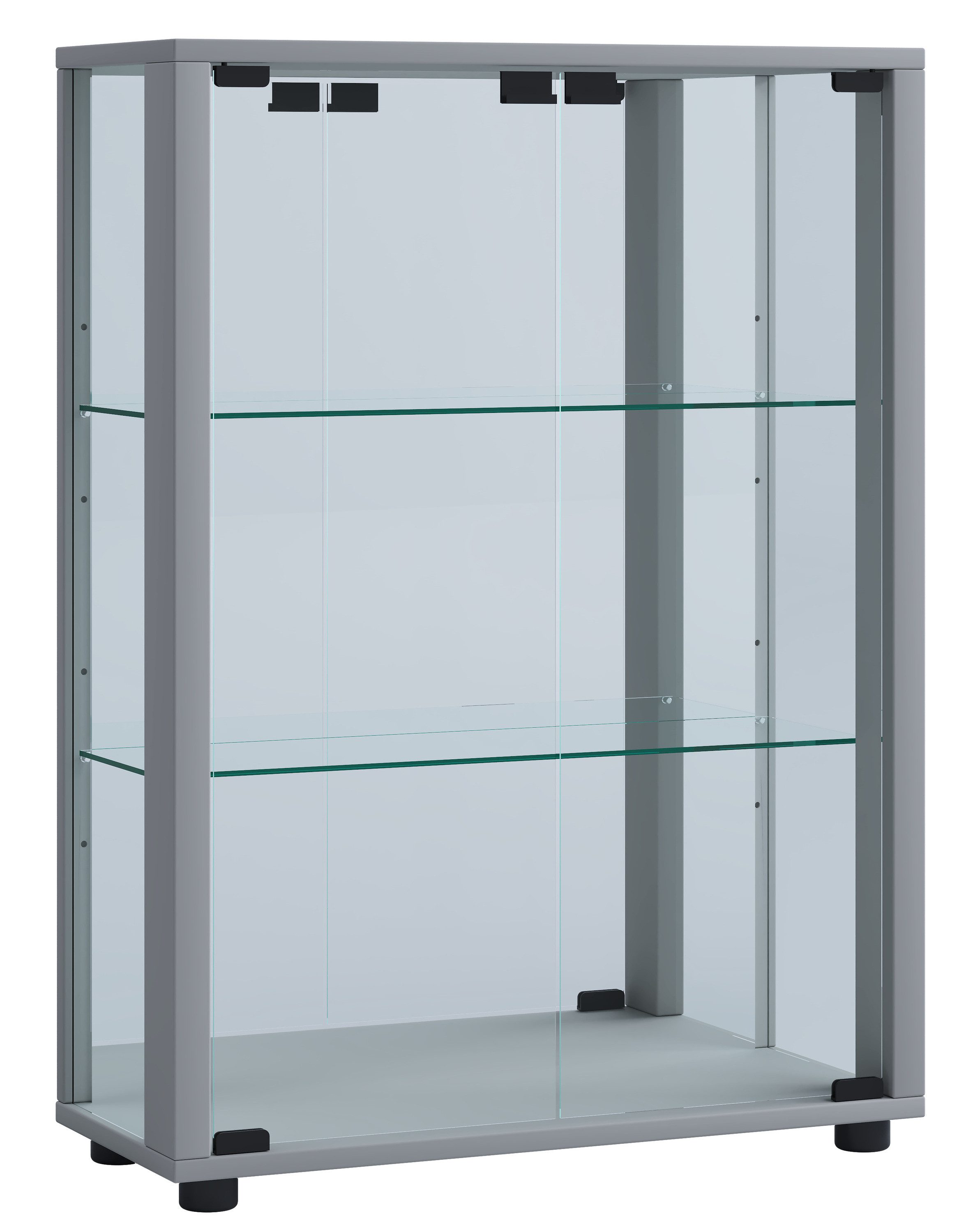 VCM Standvitrine Glasvitrine Sintalo mit Glastüren, Spiegel und Glasvitrine stehend, Modern und platzsparend, Glasschrank