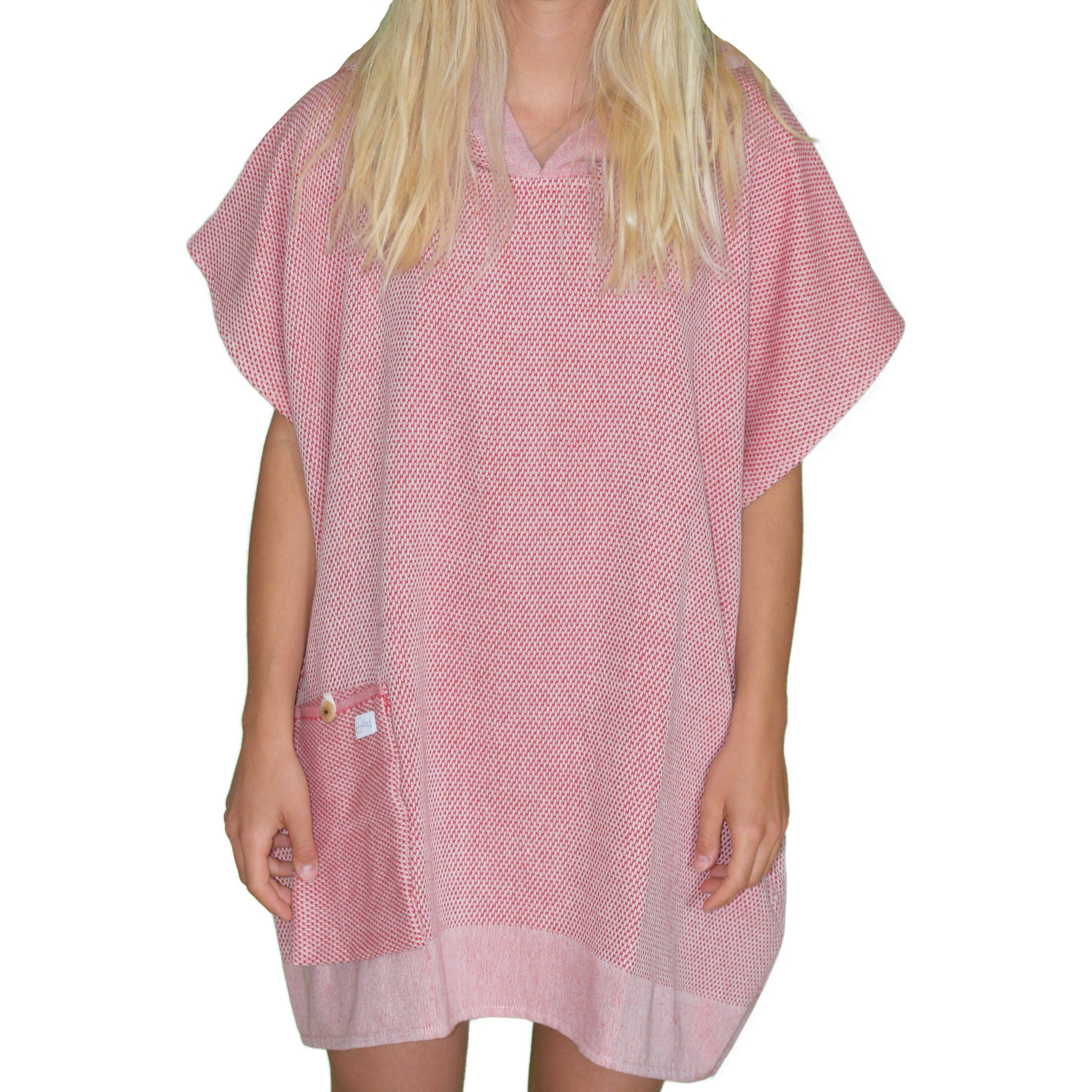 Lou-i Badeponcho Surfponcho Made in Germany Badeponcho, Kapuze, Tasche mit Knopf, mit Kapuze und Tasche