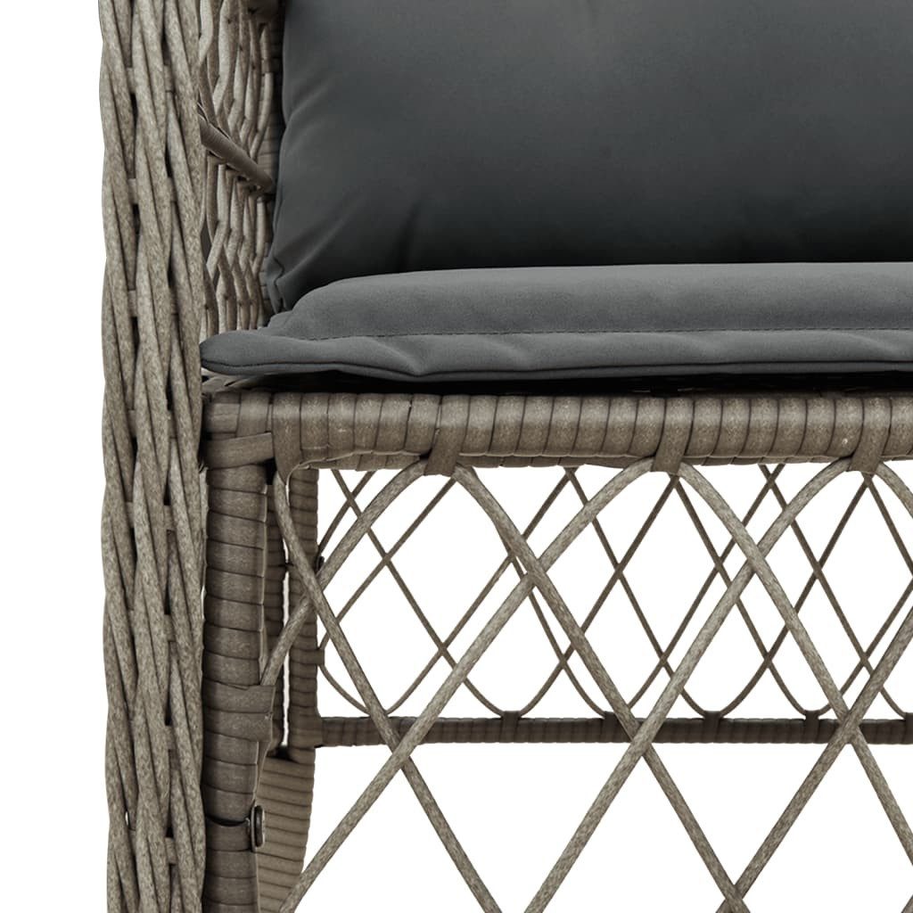 vidaXL Garten-Essgruppe 7-tlg. Garten-Essgruppe mit Kissen Grau Poly Rattan, (6-tlg)