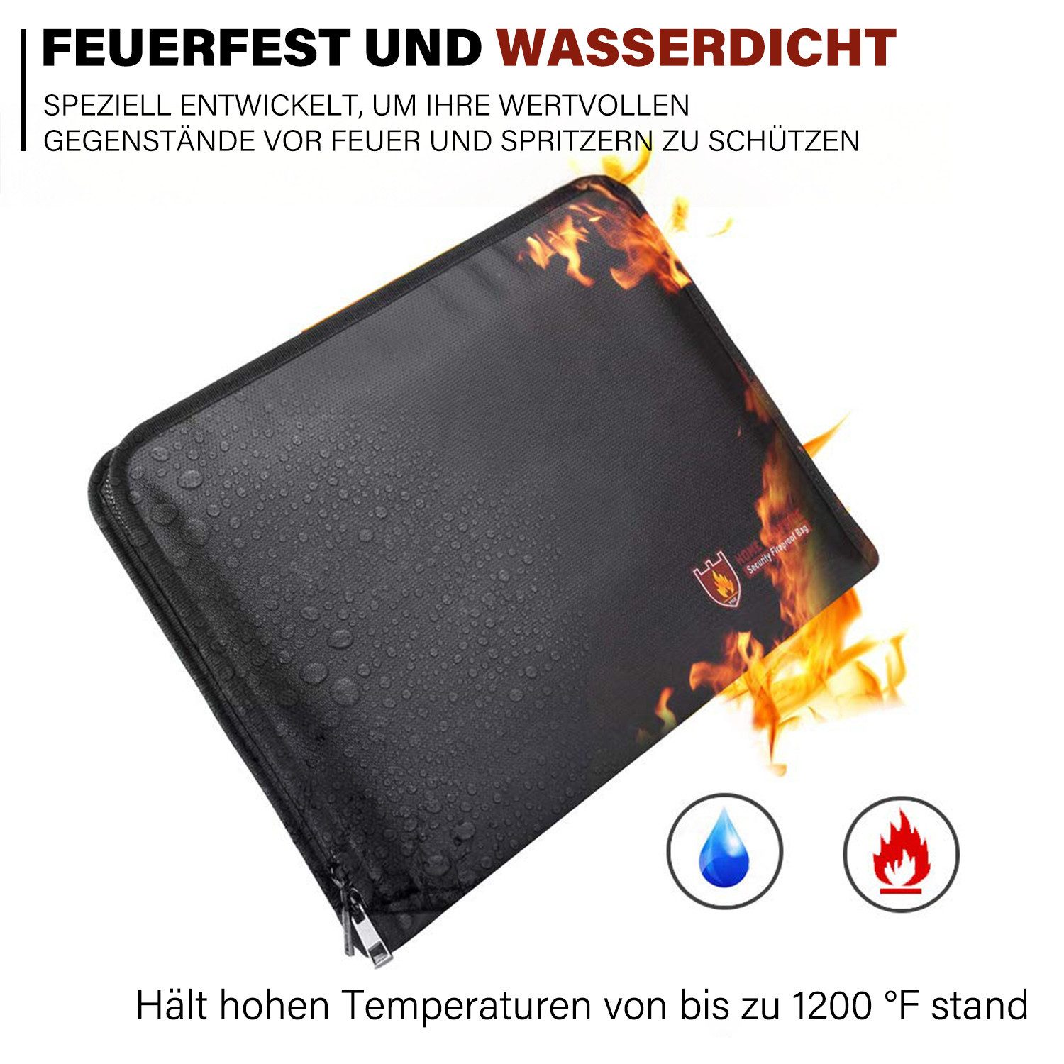 MOPUEA Dokumententasche Feuerfeste Dokumententasche Handtasche mit 13 Fächer wasserabweisend (1-tlg. Dokumententasche mit 13 Fächern und Reißverschluss, Große D – Bild 5 von 5