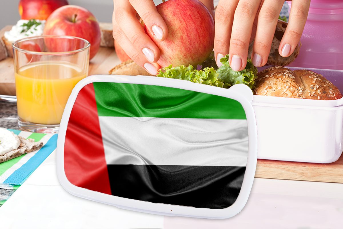 Emirate, Die Lunchbox Kinder Brotdose, Erwachsene, Vereinigten und für MuchoWow Mädchen weiß Arabischen Jungs der (2-tlg), für Kunststoff, Brotbox und Flagge
