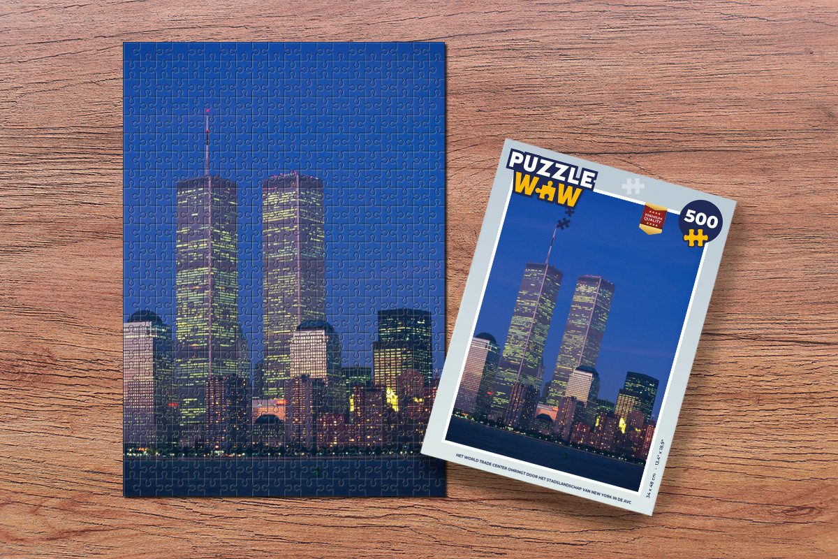MuchoWow Puzzle Das World Trade Center inmitten der Stadtlandschaft von New York am Ab, 500 Puzzleteile, Foto-Puzzle, Bilderrätsel, Puzzlespiele, Spielzeug