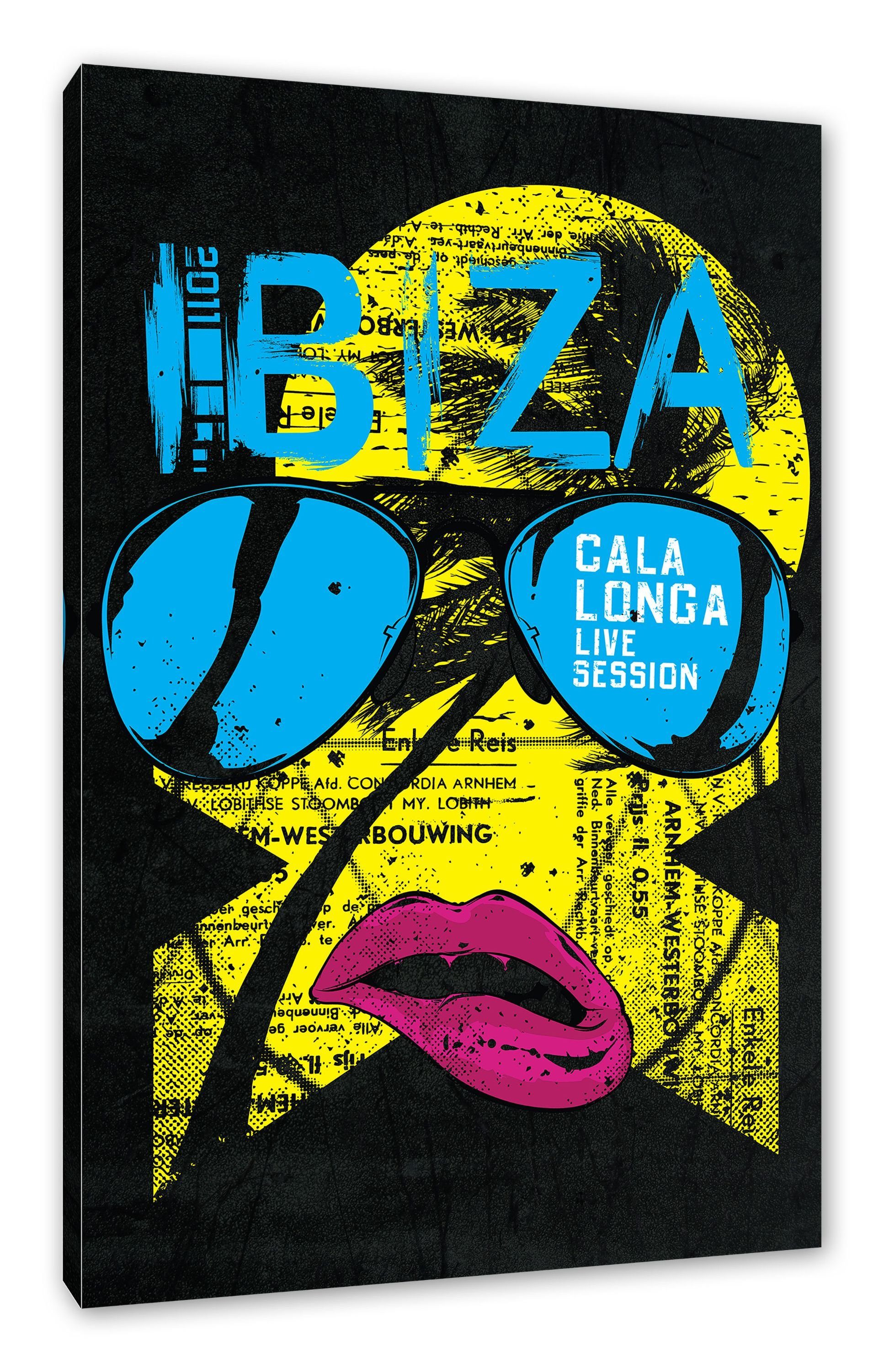 Pixxprint Leinwandbild Ibiza Zackenaufhänger Ibiza (1 inkl. black, black St), bespannt, Leinwandbild fertig