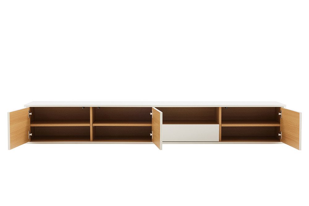 riess-ambiente TV-Board LOFT 200cm weiß/natur - hängend, Eichen-Design, 7 Fächer, Schublade (Einzelartikel, 1 St), Sideboard mit Ablage & Stauraum- ideal für Flur, Wohnbereich & TV-Ecke