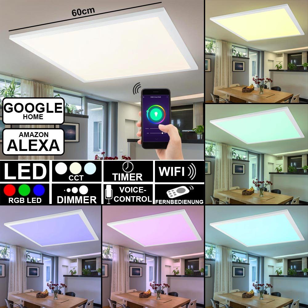 Smart LED Decken Panel RGB Dimmer Fernbedienung Tageslicht Lampe Alexa Google 