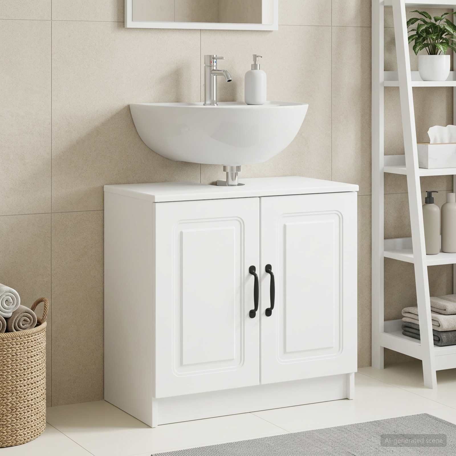 vidaXL Badezimmer-Set Waschbeckenschrank UTRECHT Weiß 59,5 x 31,5 x 59 cm – Bild 2 von 5