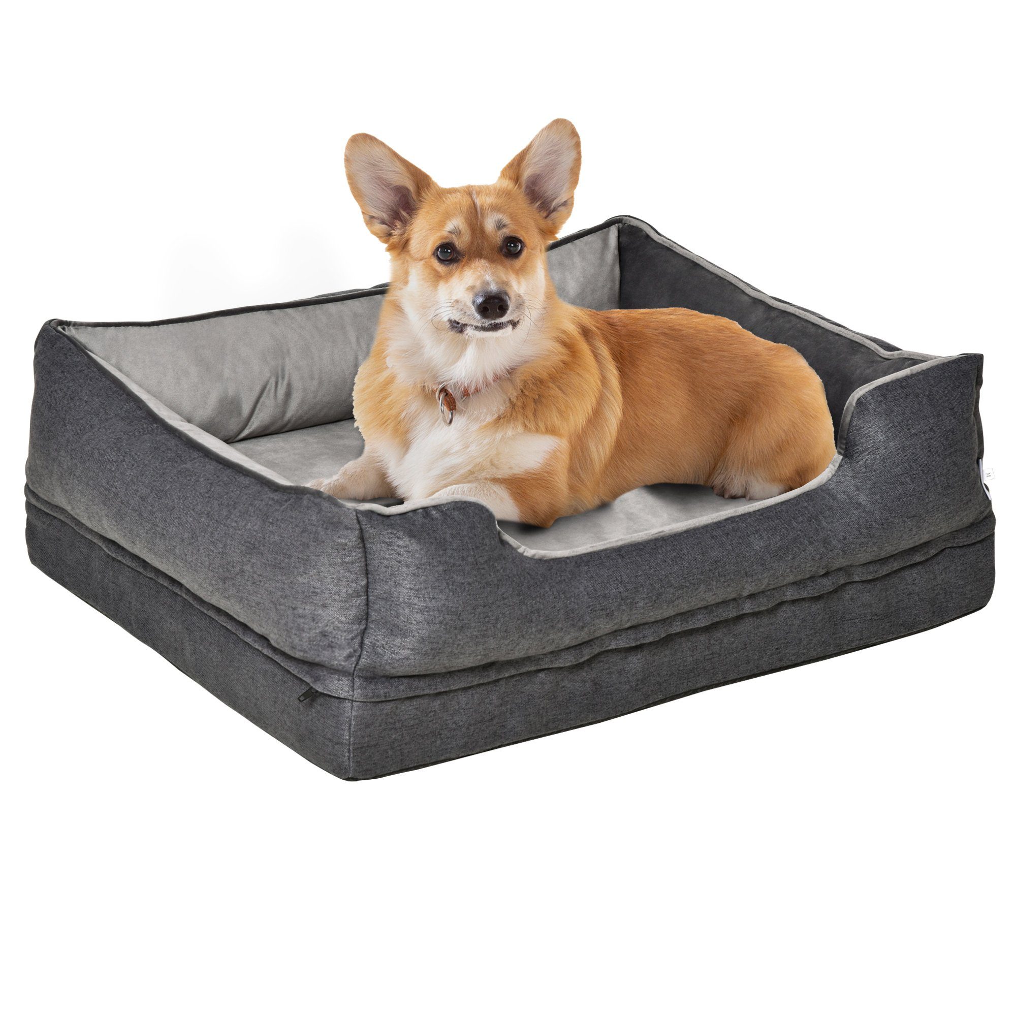 PawHut Tierkissen Hundebett Hundematte Haustierbett abnehmbar waschbar Tierbett, Polyester, Memory-Schaum, PP-Baumwolle, abnehmbar