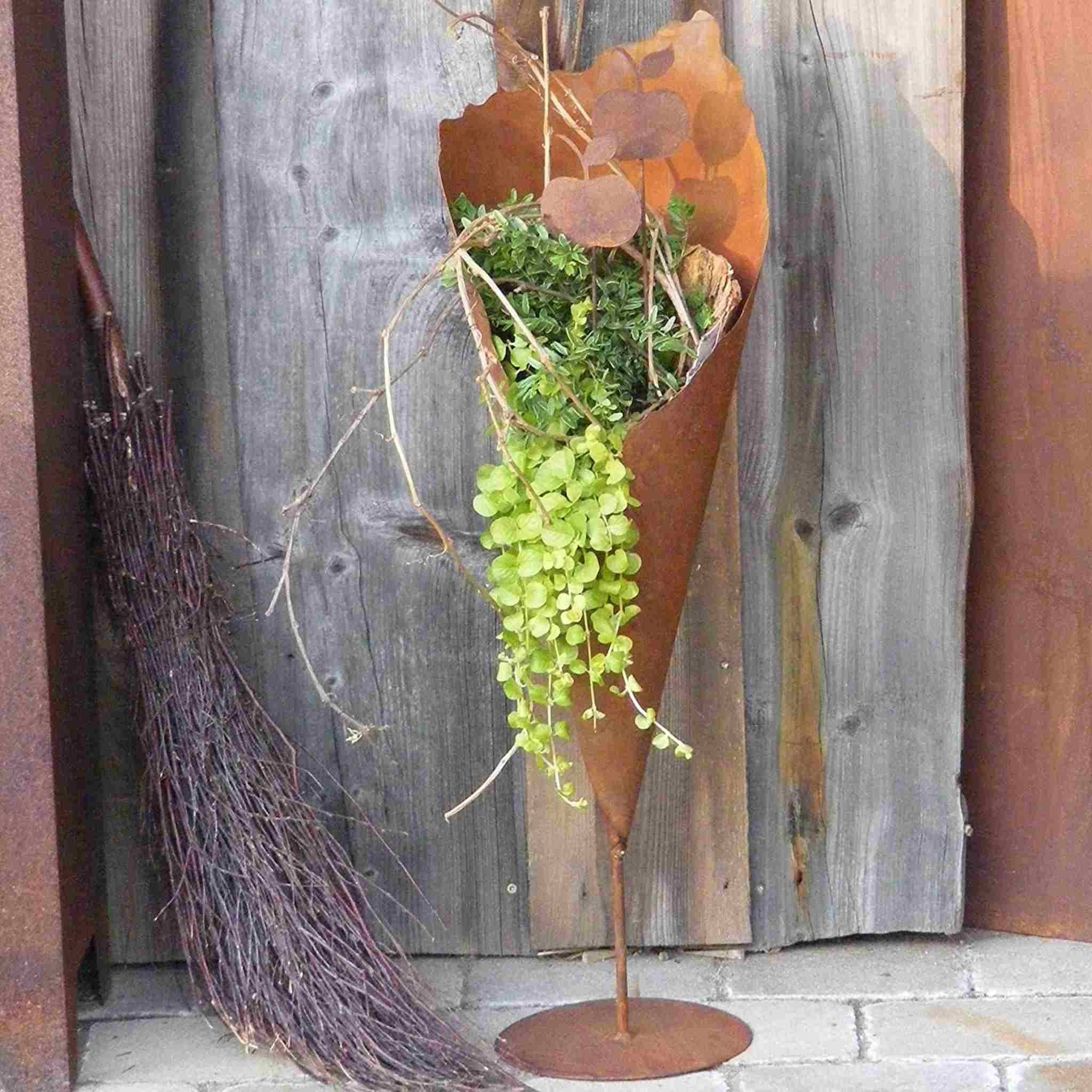 Rostikal Pflanzkübel Pflanzvase Metall Gartendeko Pflanztüte, echter Rost