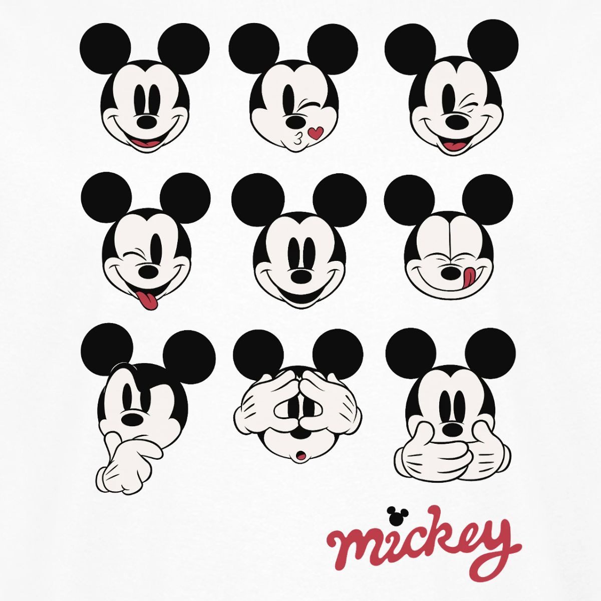 Spreadshirt T-Shirt Mickey & Minnie Mickey Mouse Gesichtsausdrücke Männer Kontrast T-Shirt (1-tlg)