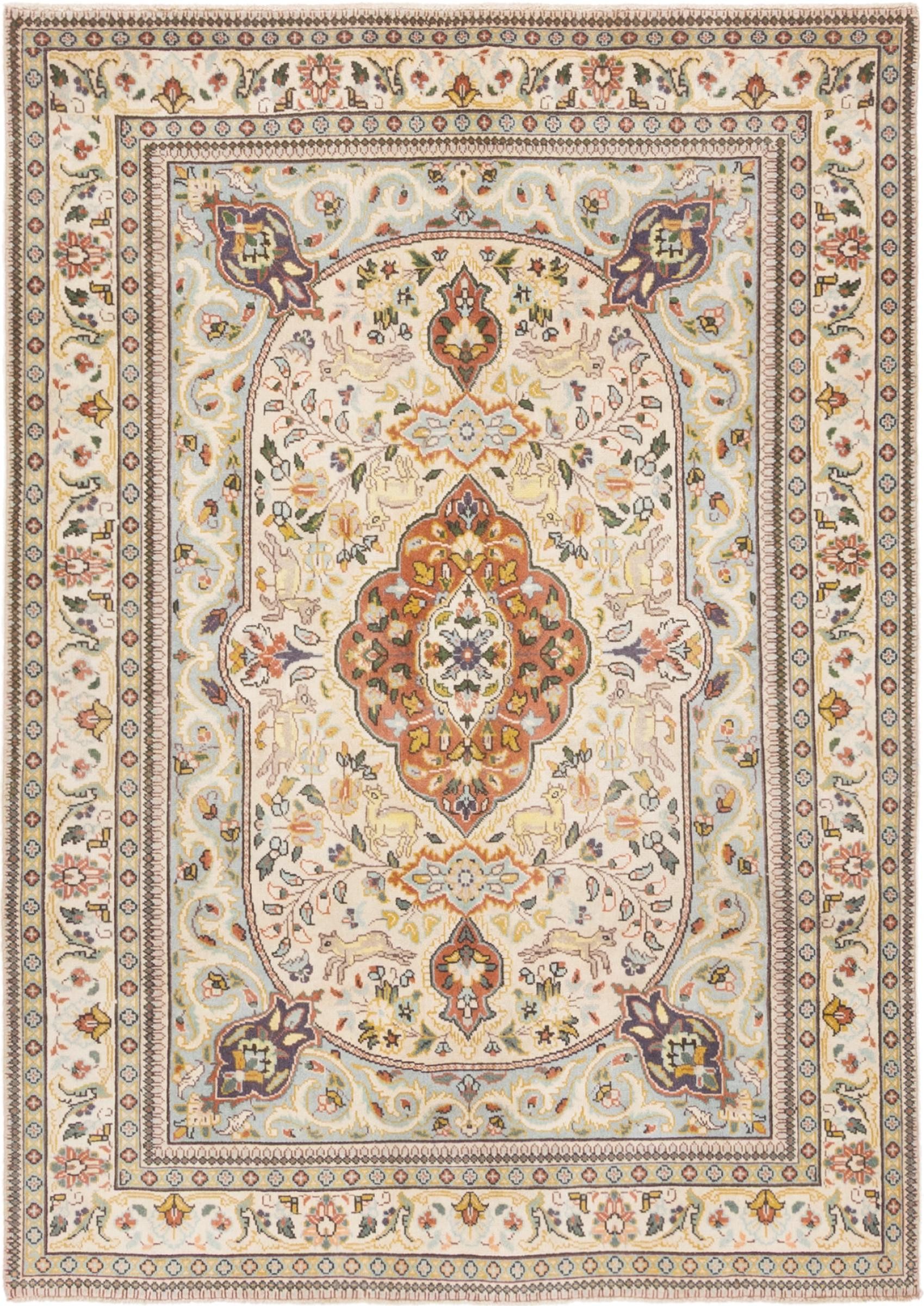 Nain Trading Orientteppich Täbriz Tabatabai 139x203 Handgeknüpfter Orientteppich, rechteckig, Höhe: 12 mm