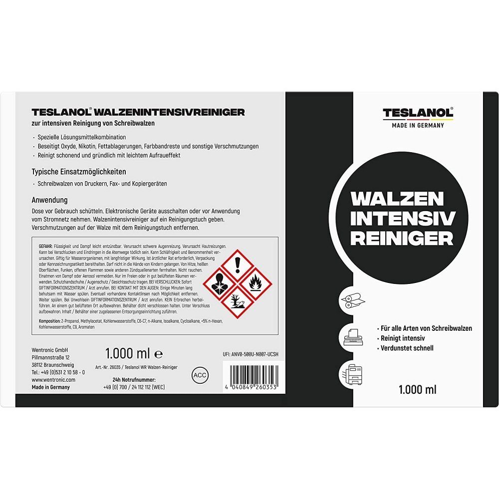 1000 - Walzenintensivreiniger Flüssigreiniger 26035 - ml teslanol