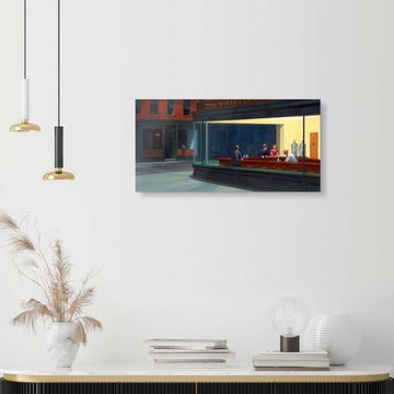 Posterlounge Acrylglasbild Edward Hopper, Nachtschwärmer, Bar Modern Malerei