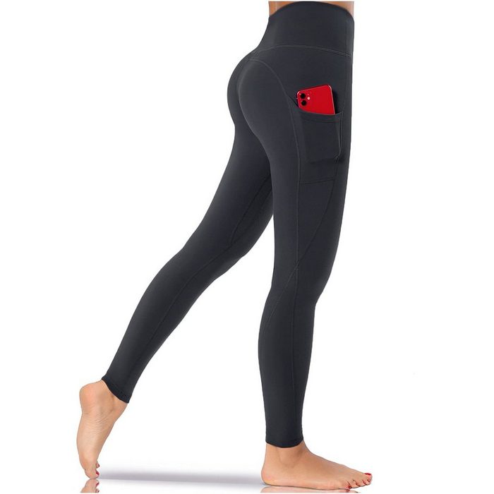 Housruse Highwaist Strumpfhose Leggings Damen mit Taschen - Blickdichte Yogahose für Fitness Sport Freizeit
