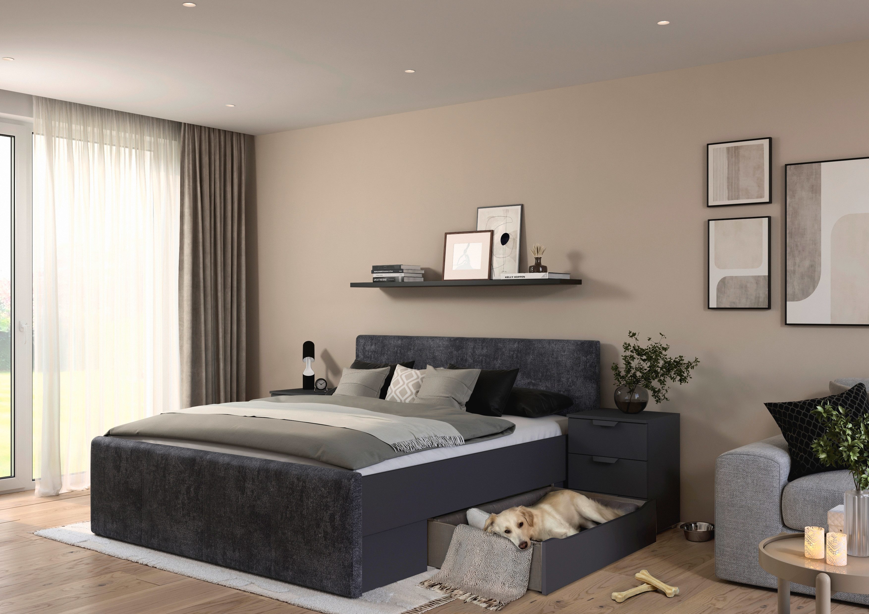 OTTO home Bett Doppelbett Polsterbett Stauraumbett AGORDO (180x200 cm, Kopf günstig online kaufen