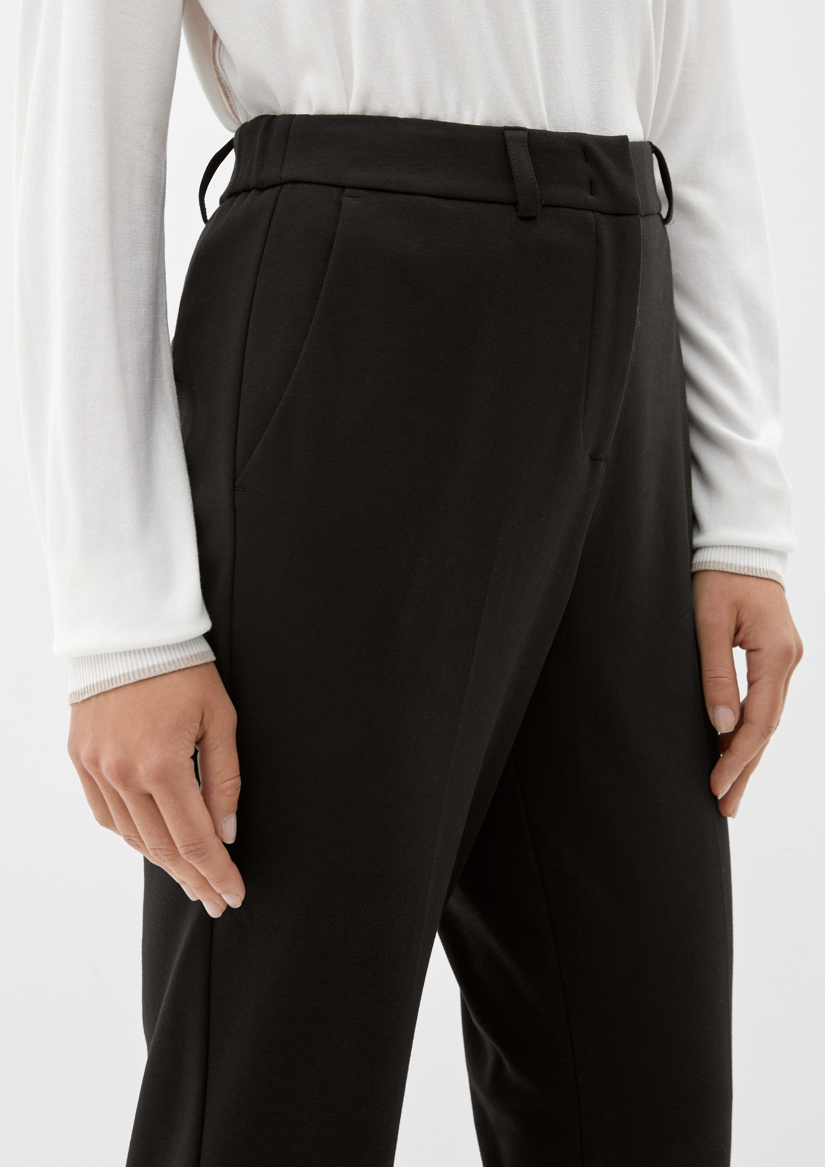 s.Oliver BLACK LABEL 7/8-Hose Regular: mit Chino Bügelfalten schwarz