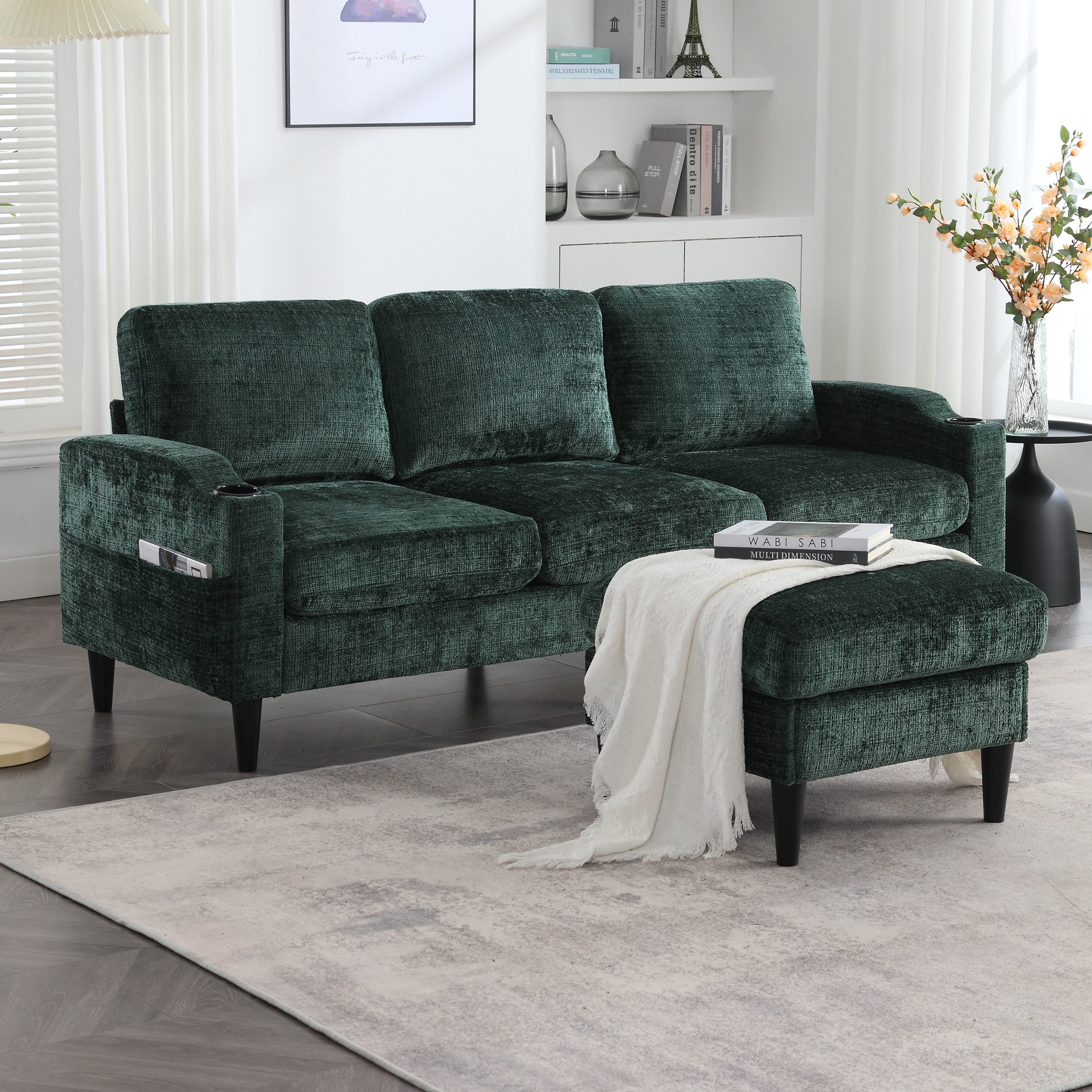 Odikalo 3-Sitzer Wohnzimmersofa Loungesofa mit Hocker günstig online kaufen
