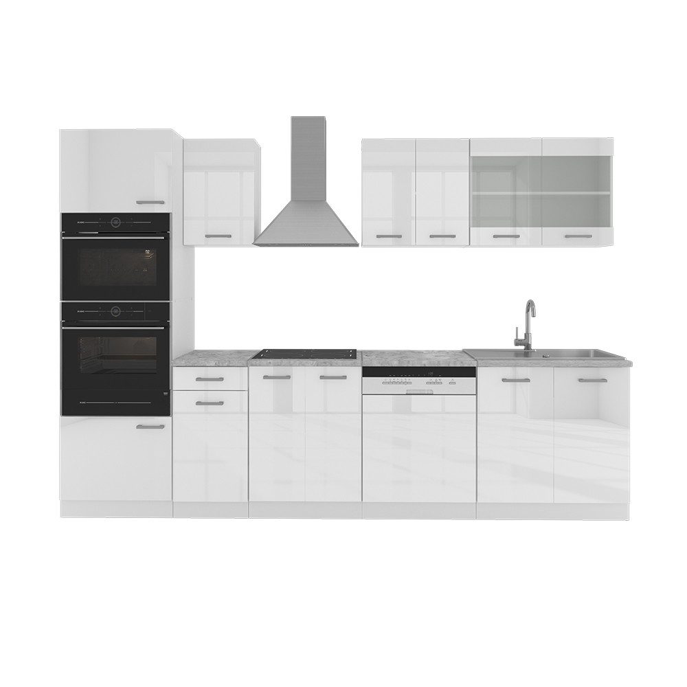 Vicco Küchenzeile R-Line, Weiß Hochglanz/Weiß, 300 günstig online kaufen