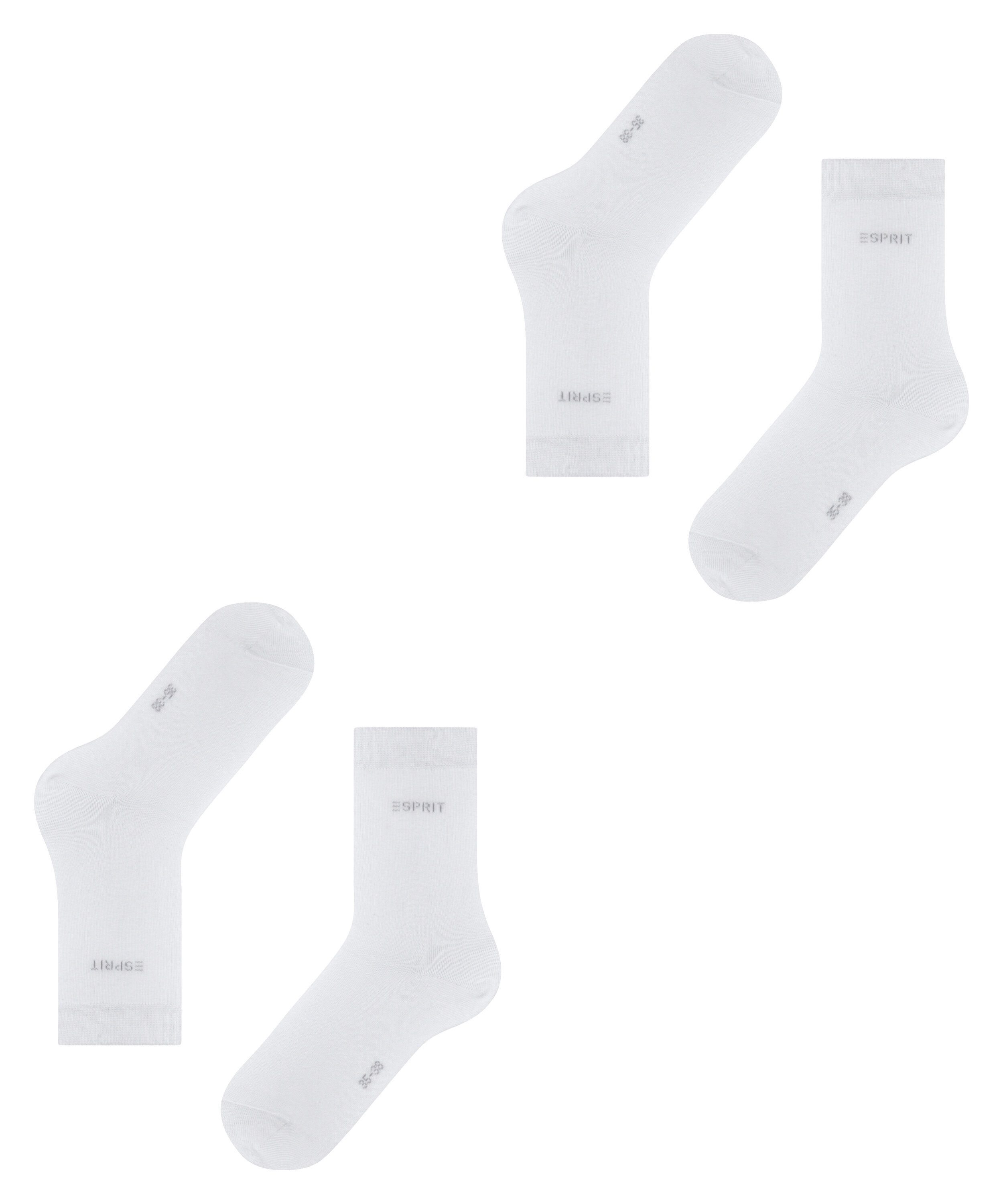 Esprit Socken Uni (2-Paar, 2er Pack) aus elastischem Material, atmungsaktiv