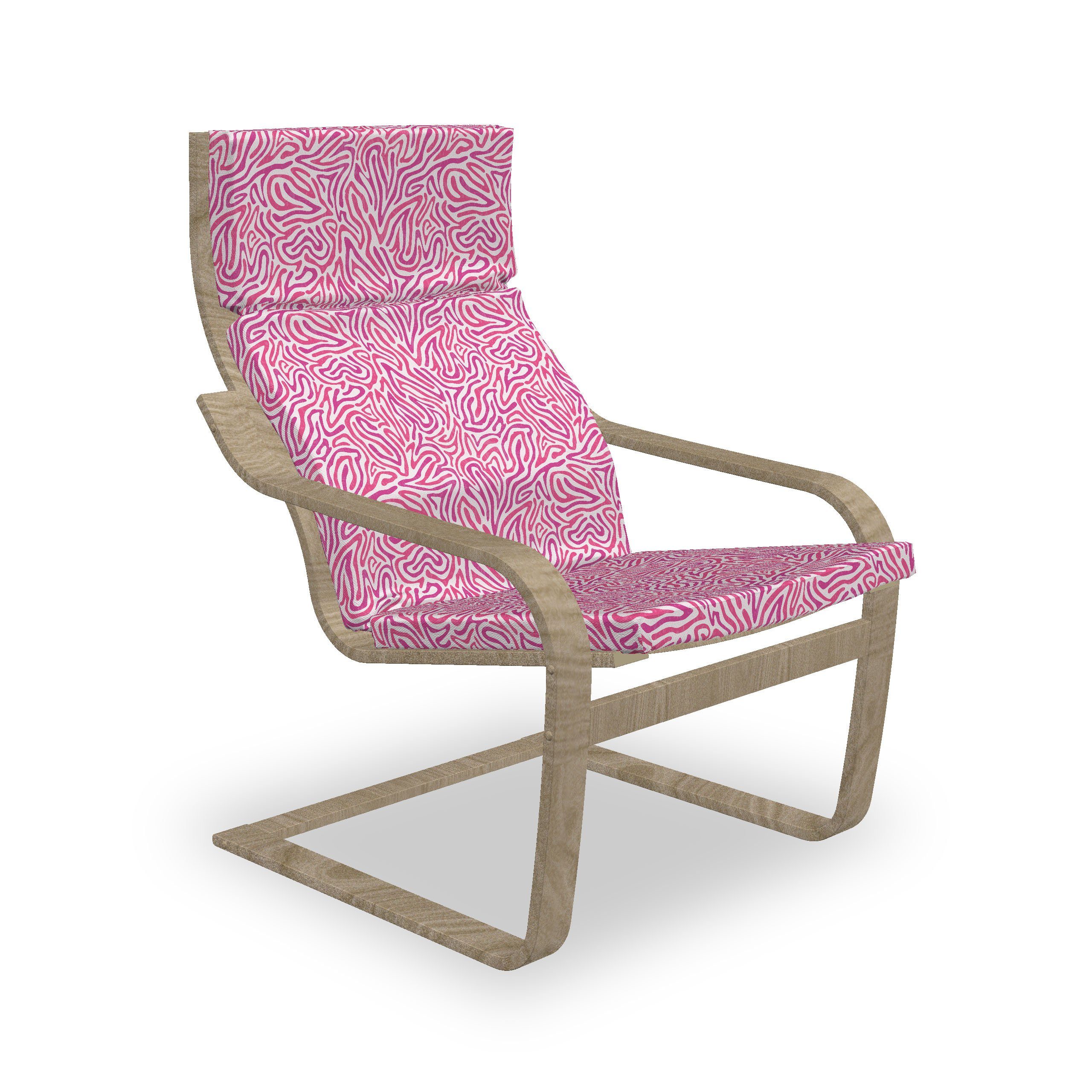 Abakuhaus Stuhlkissen Sitzkissen mit Stuhlkissen mit Hakenschlaufe und Reißverschluss, rosa Zebra Kurvige Linien Funky